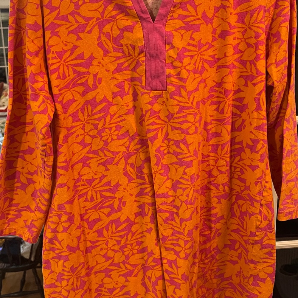Vibrant Orange and Pink Floral Men's Shirt
